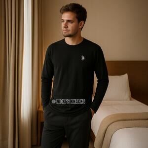 US Polo Assn Long Sleeve Crewneck Black Sleep Shirt Pajama Top Men Size S